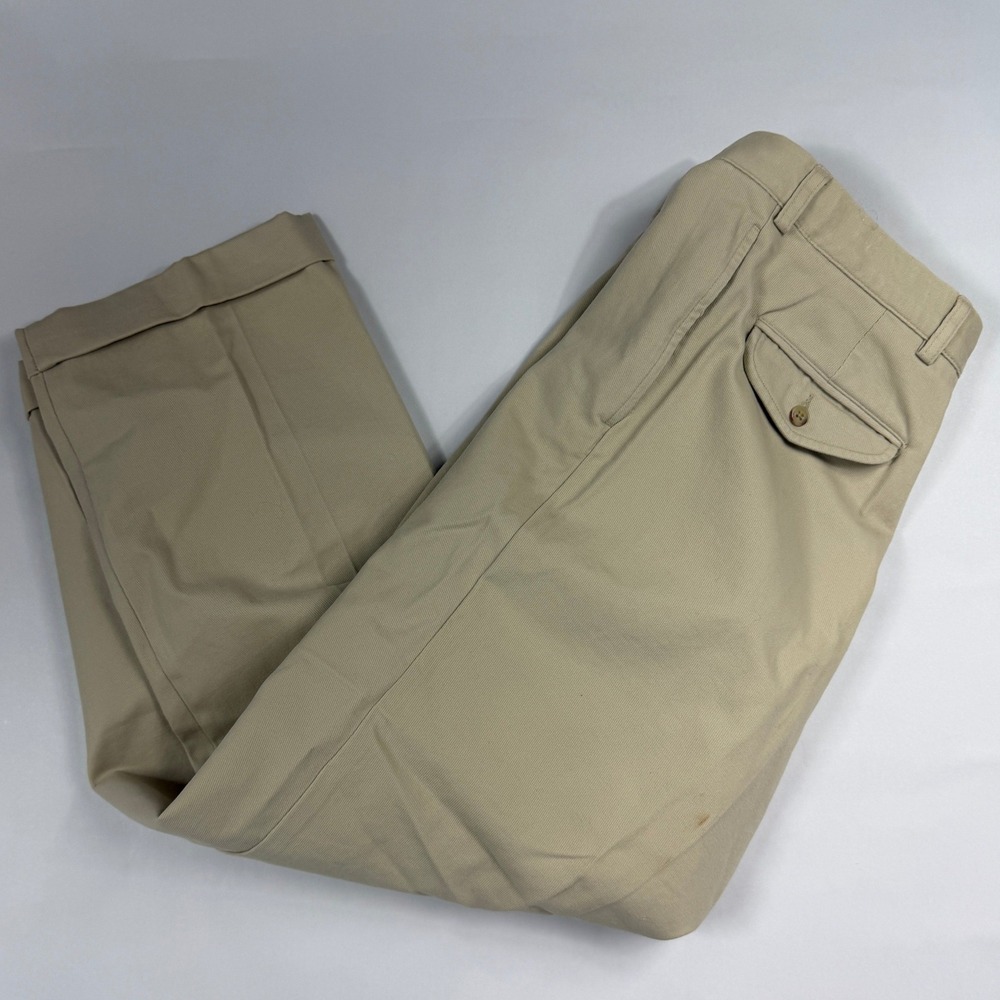 Vintage Y2K Polo Ralph Lauren Tan Pleated Khaki Chino Pants Mens 36x27 Preppy